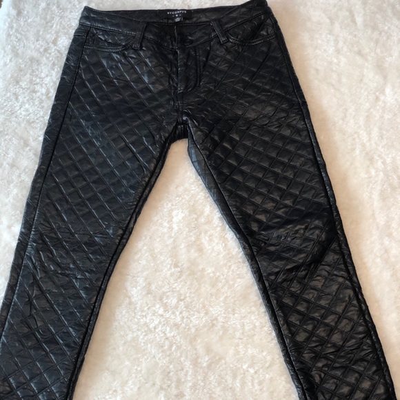 Quilted pattern leather pants - Picture 2 of 6